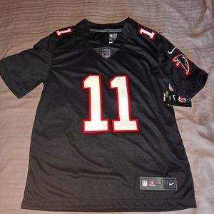 NIKE NFL JERSEY ATLANTA FALCONS "JONES" Size Lg 14-16 Black , Red and White NWT